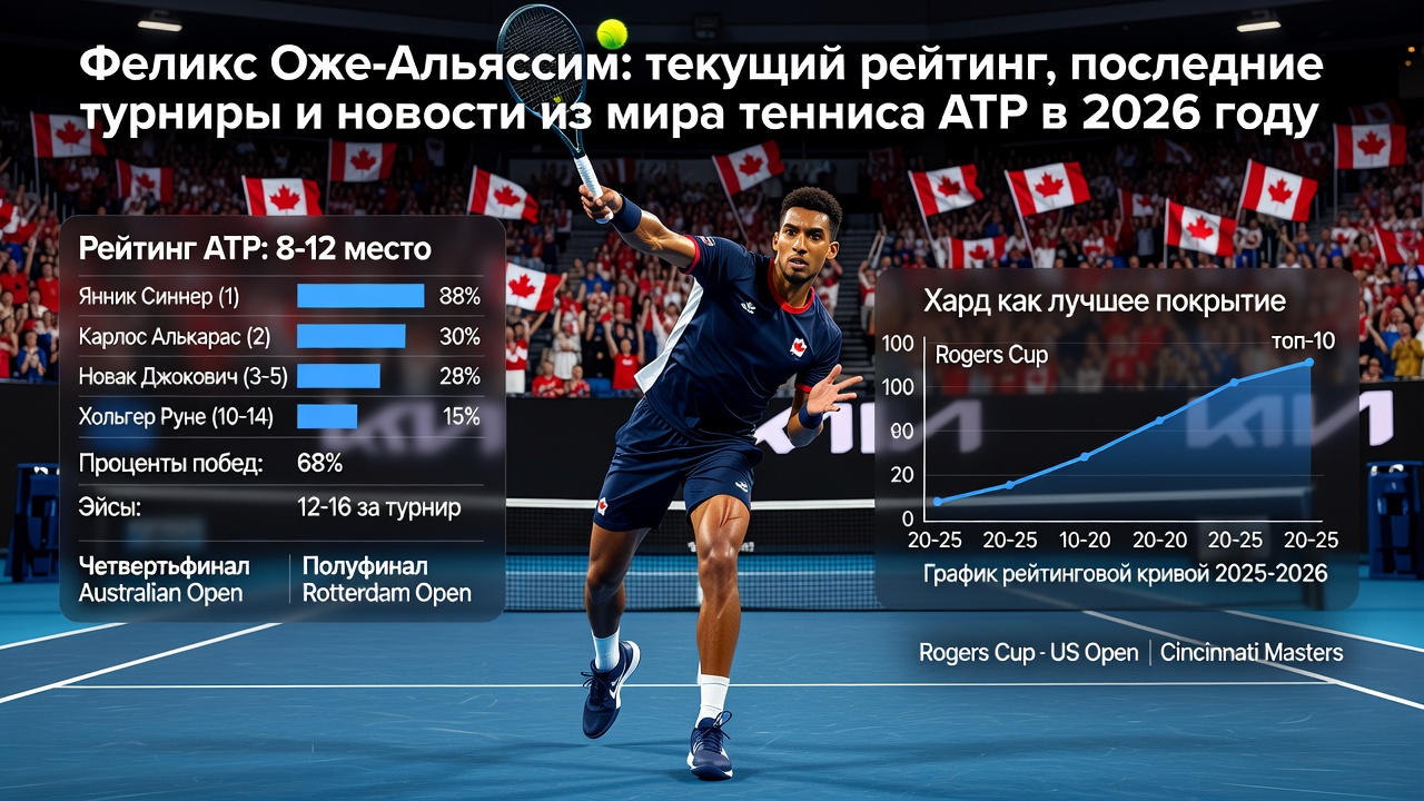 Феликс Оже-Альяссим: текущий рейтинг, последние турниры и новости из мира тенниса ATP в 2026 году