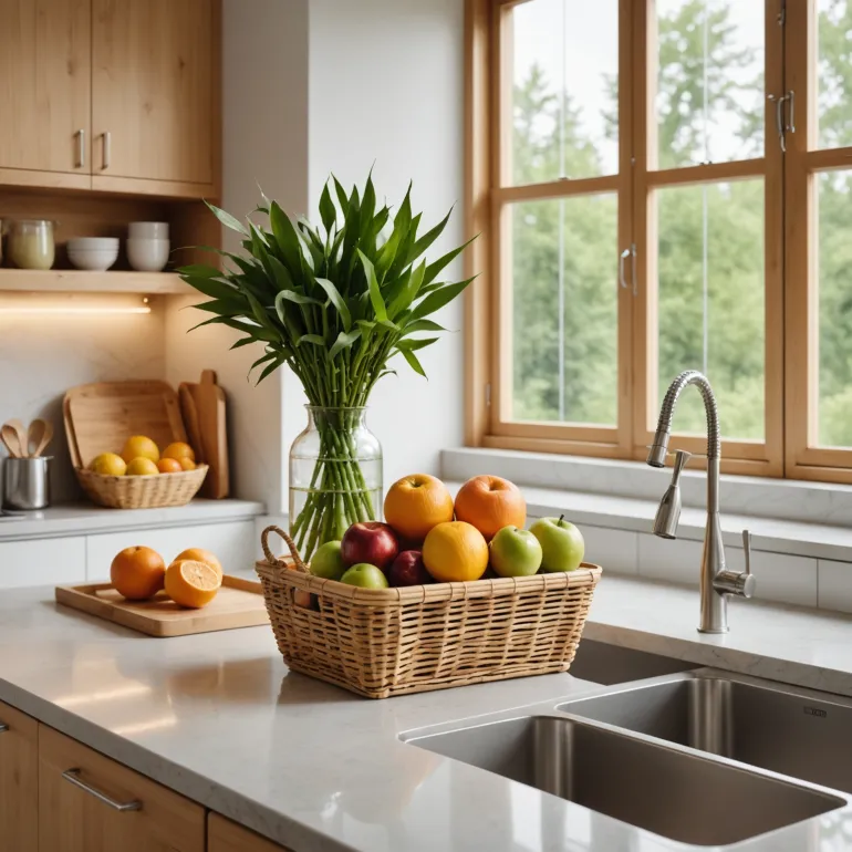 Кухня как сердце дома: организация пространства с корзинами из бамбука и многоуровневыми системами хранения