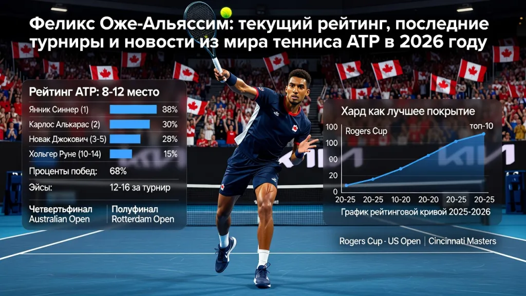 Феликс Оже-Альяссим: текущий рейтинг, последние турниры и новости из мира тенниса ATP в 2026 году